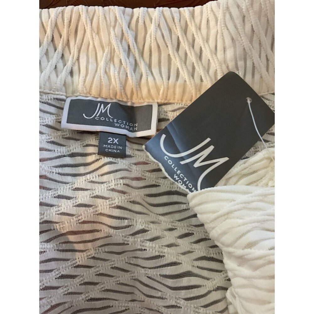 JM Collection +2X Eggshell Mesh Textured Weave Op… - image 6